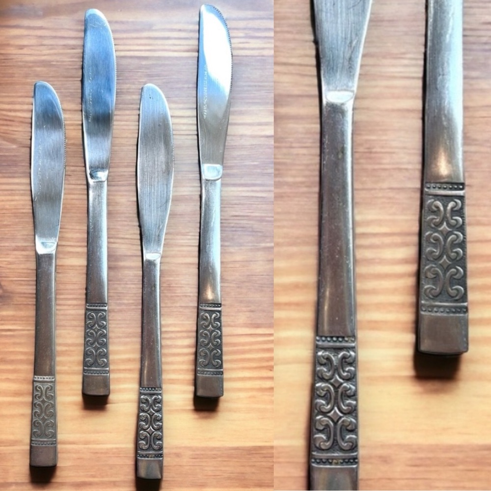 Vintage 70s Rogers Stainless Butter Knife Set 4 Korea